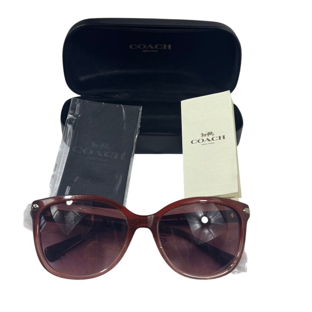 Coach HC8132 Cat‎ Eye Women's Sunglasses Shimmer Burgundy Pink Gradient 57X17mm